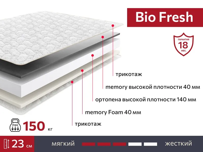 Матрас BIO Fresh 1200х1950
