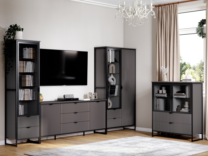 Тумба 2 дв 2 ящ "Нора" гостиная Графит